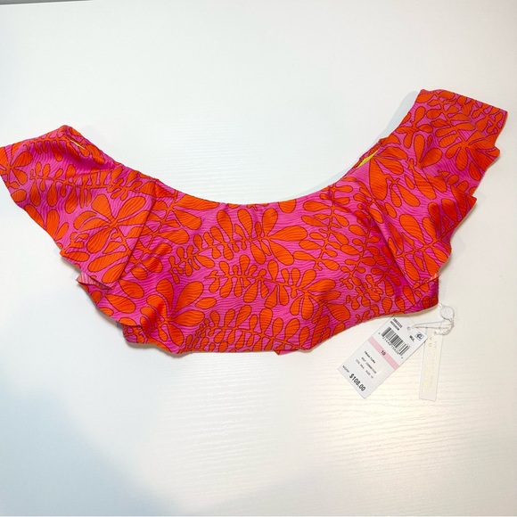 Trina Turk Trellis Off the Shoulder Ruffle Bandeau Swim Top - Picture 11 of 13